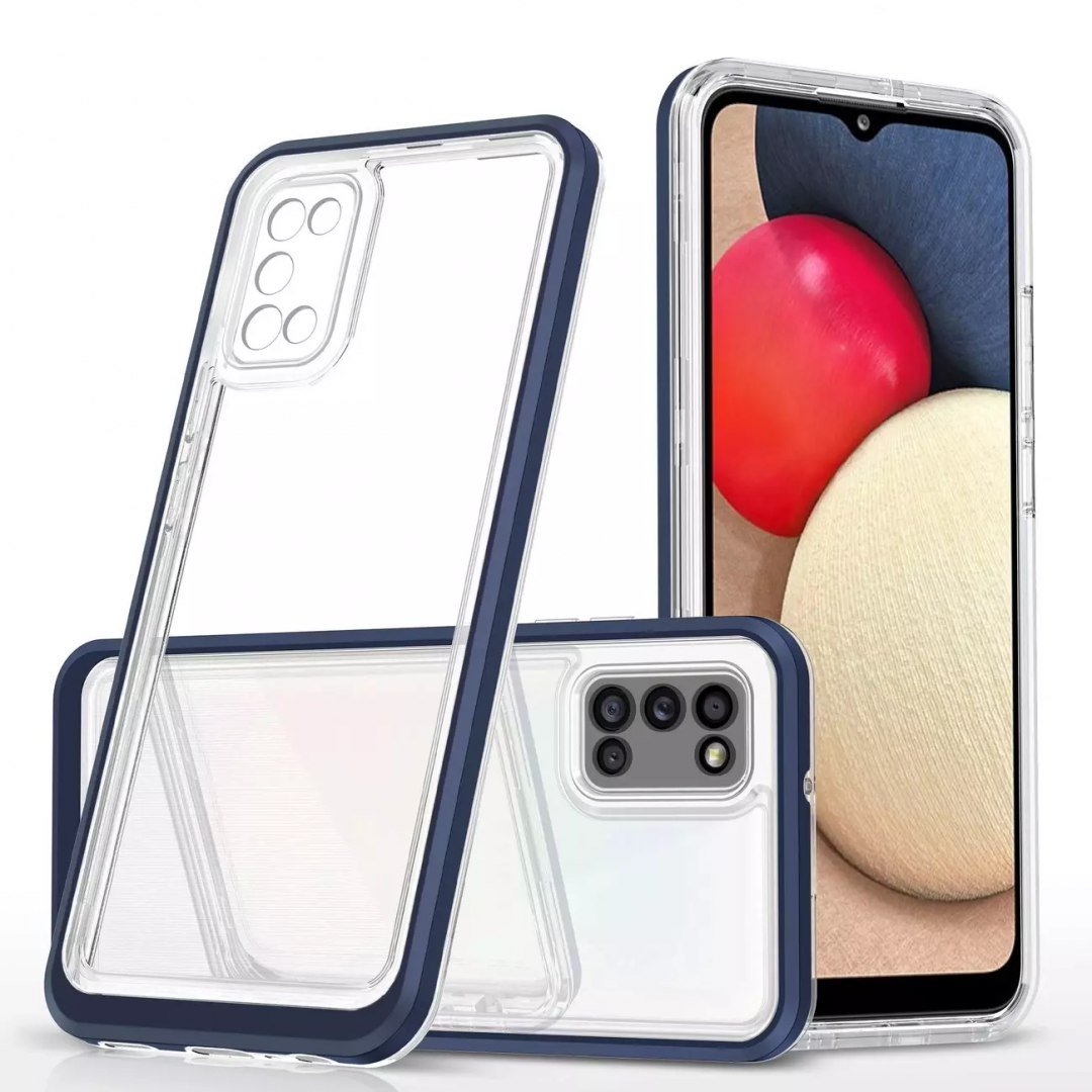 Hurtel Clear 3in1 etui do Samsung Galaxy A03s (166) żelowy pokrowiec z ramką niebieski