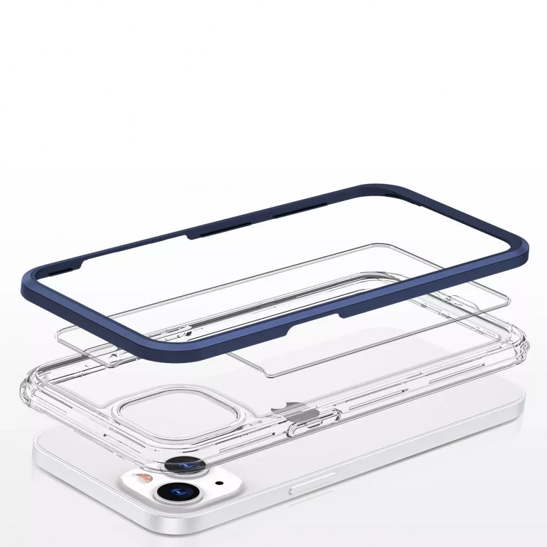 Hurtel Clear 3in1 etui do iPhone 13 mini żelowy pokrowiec z ramką niebieski
