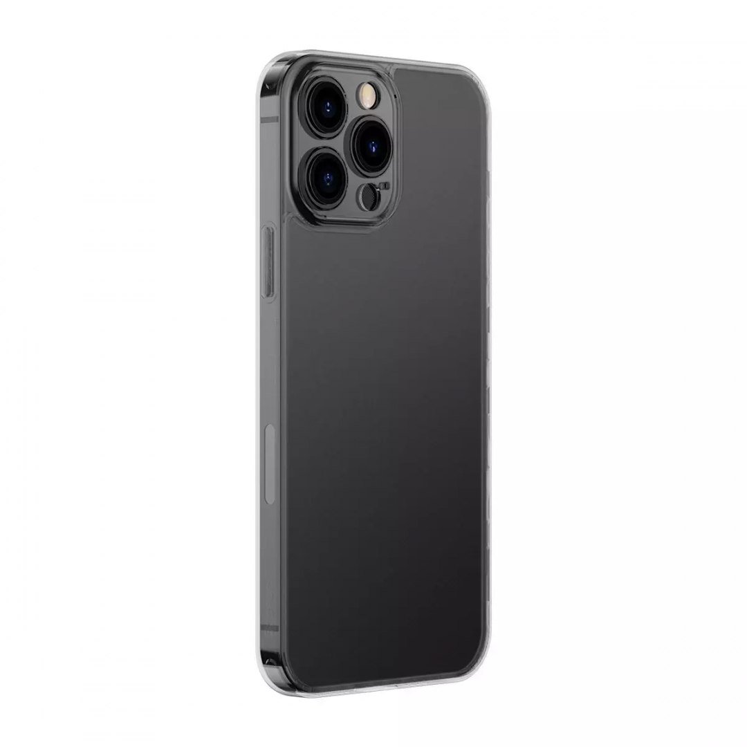 Baseus Frosted Glass Case etui pokrowiec do iPhone 13 Pro sztywna obudowa z żelową ramką czarny ARWS001001