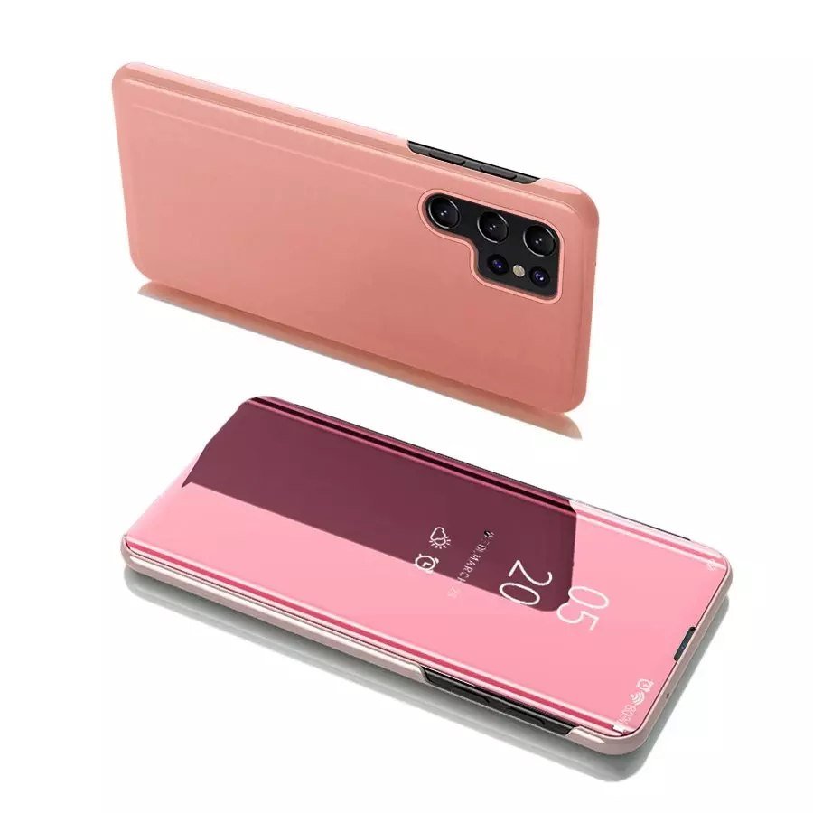 Hurtel Clear View Case futerał etui z klapką Samsung Galaxy S22 Ultra różowy