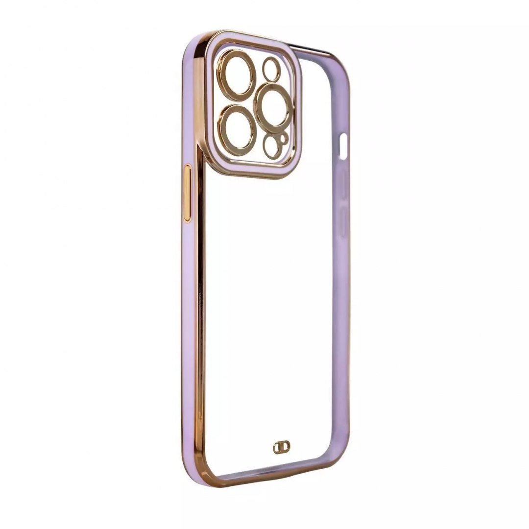 Фото - Чохол Fashion Case etui do iPhone 12 Pro żelowy pokrowiec ze złotą ramką fioleto 