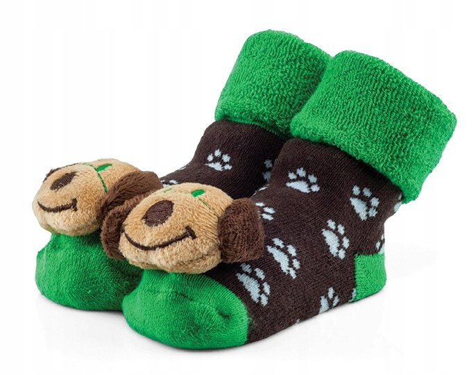 Ciepłe bawełniane skarpetki z grzechotką r 6-12 m.