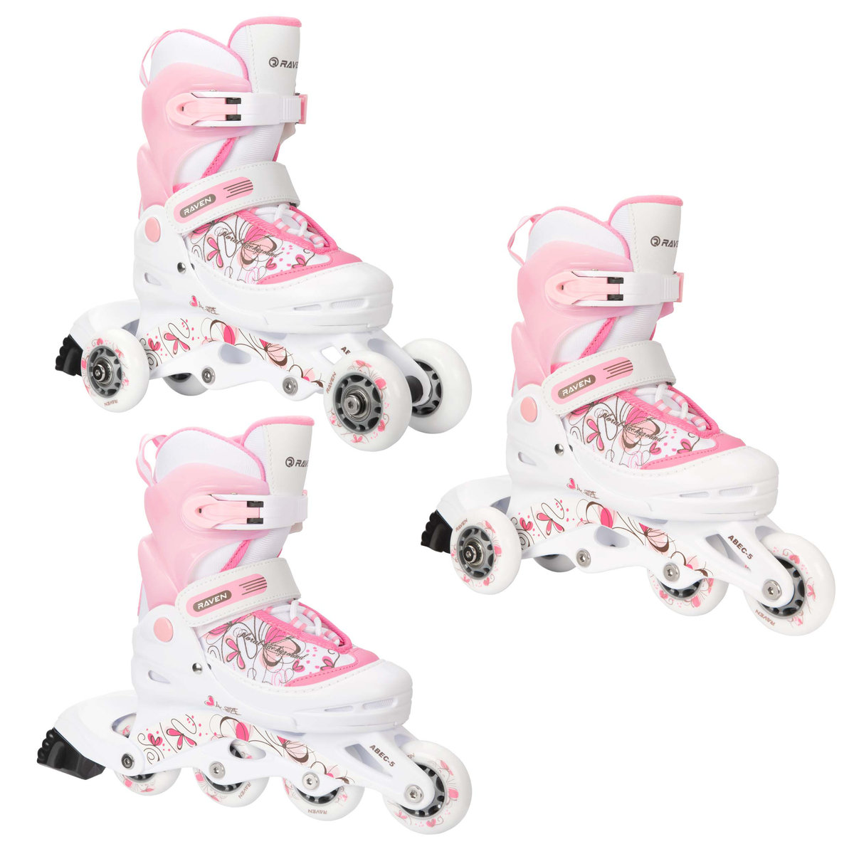 Rolki Wrotki 3w1 Raven Laguna White/Pink 34-37