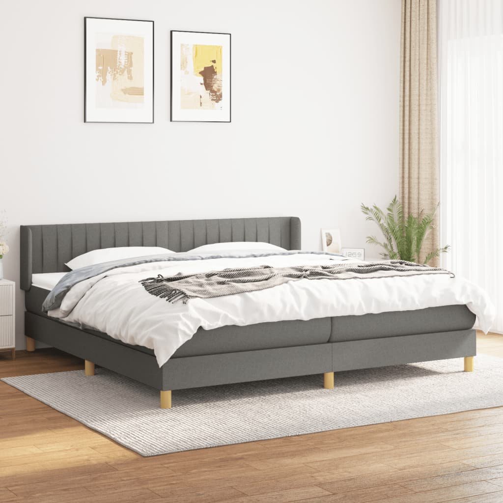 Lumarko Łóżko kontynentalne z materacem, ciemnoszara tkanina 200x200 cm