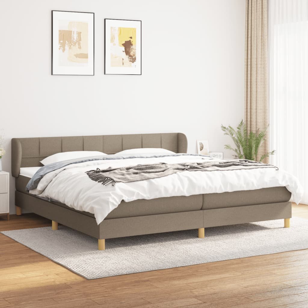 Lumarko Łóżko kontynentalne z materacem, taupe, tkanina, 200x200 cm