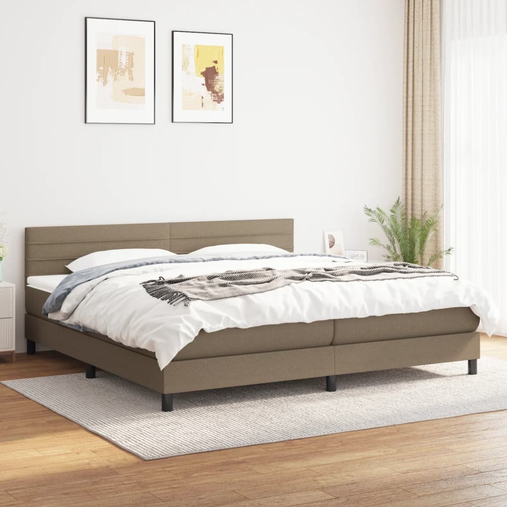 Lumarko Łóżko kontynentalne z materacem, taupe, tkanina, 200x200 cm