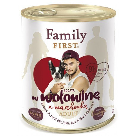 FAMILY FIRST Karma dla psa Wołowina z marchewką adult 800g