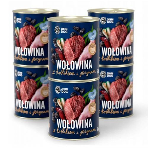 John Dog John Dog Karma Mokra Berry Line Junior Wołowina z Królikiem i Jeżynami 800gPSIAKOM :)