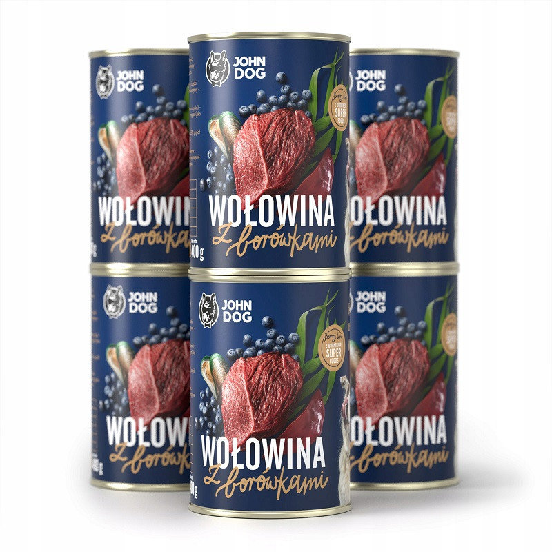 John Dog John Dog Karma Mokra Berry Line Wołowina z Borówką 400gPSIAKOM :)