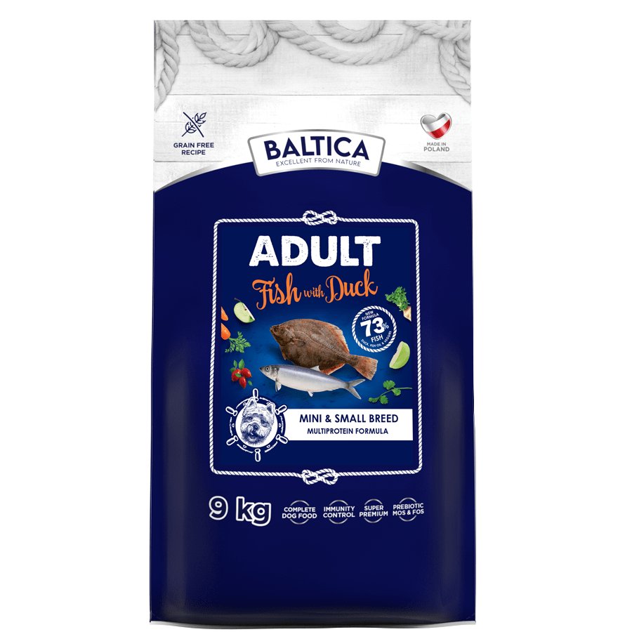 Baltica Adult Fish with Duck XS/S 9kg RYBA MAŁE RASY