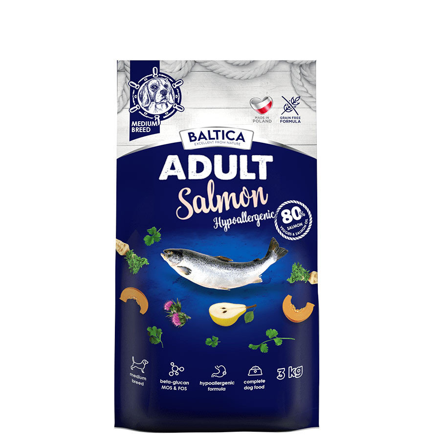 Baltica Adult Salmon Hypoallergenic M 3kg ŁOSOŚ ŚREDNIE RASY
