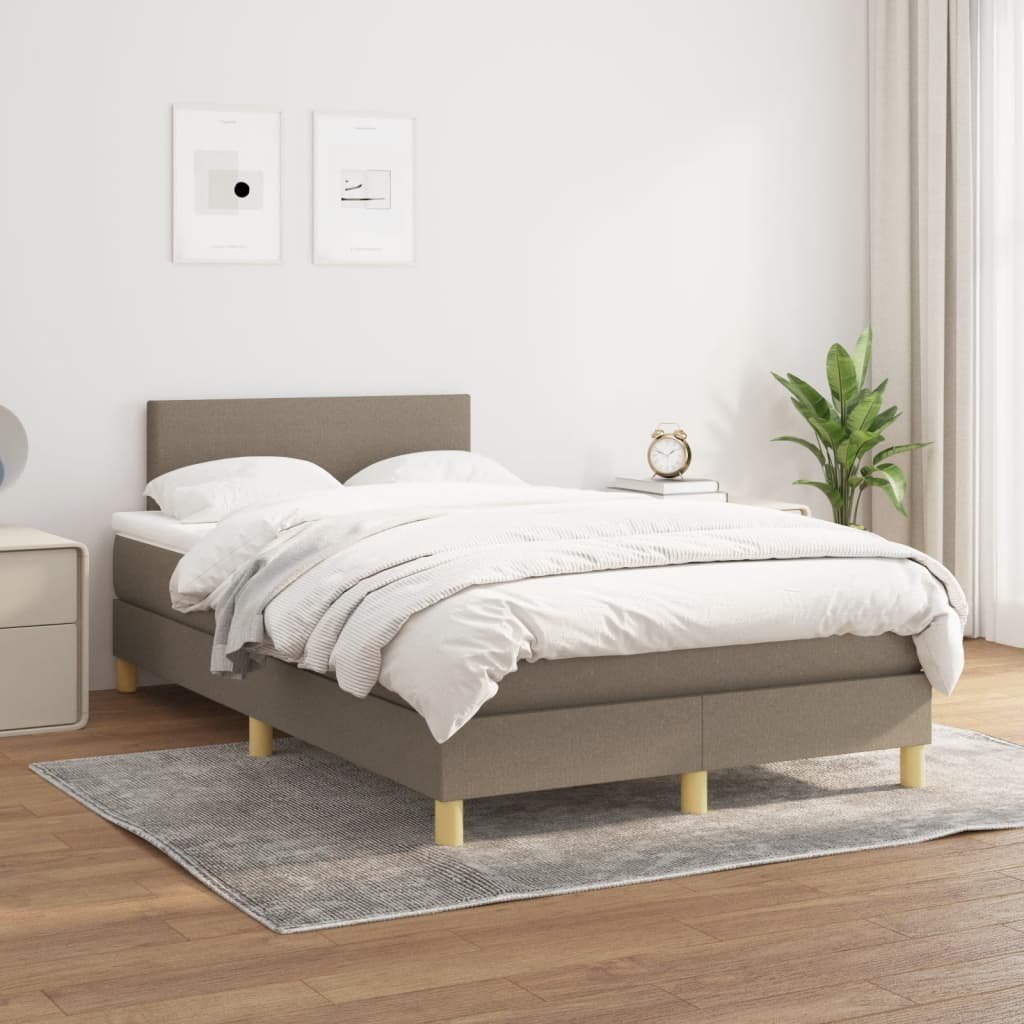 Lumarko Łóżko kontynentalne z materacem, taupe, tkanina, 120x200 cm