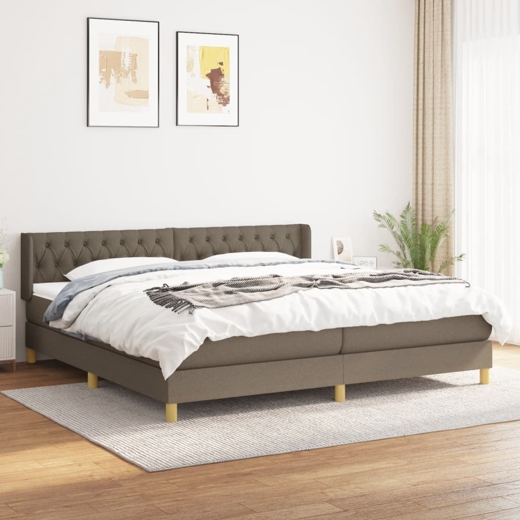 Lumarko Łóżko kontynentalne z materacem, taupe, tkanina, 200x200 cm