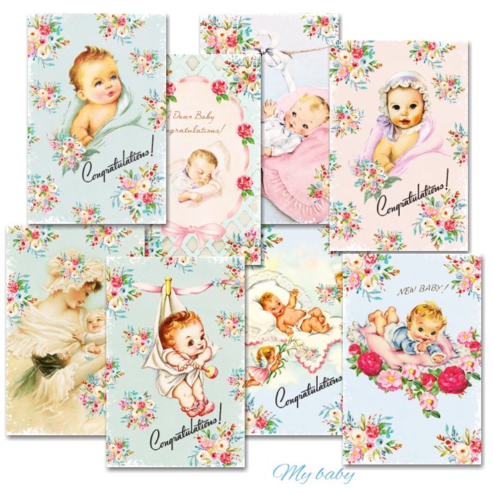 Papiery Do Scrapbookingu - Bileciki Prezentowe – Karneciki Zestaw M118 Moje Dziecko 24Szt