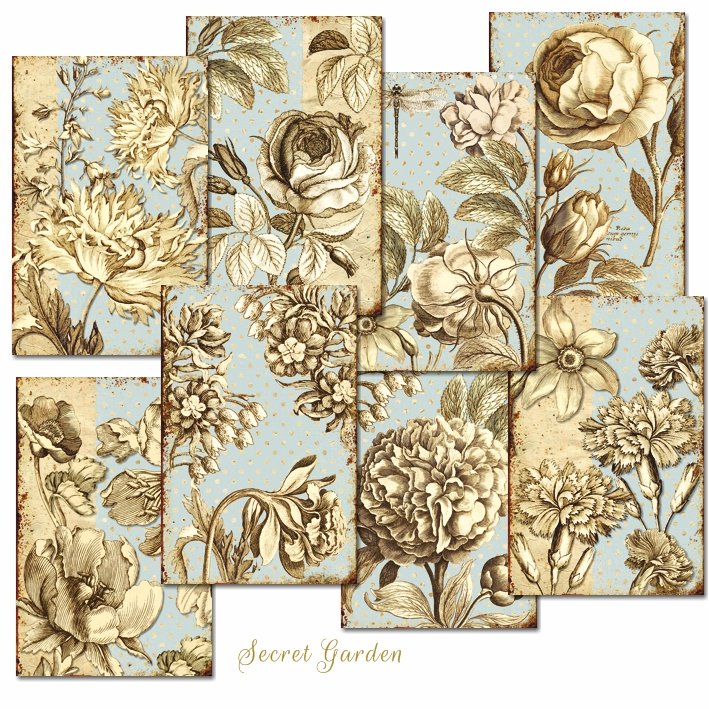 Papiery Do Scrapbookingu - Bileciki Prezentowe – Karneciki Zestaw M105 Sekretny Ogród 24Szt