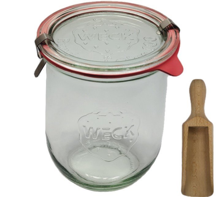 Zestaw Słoików Weck Pojemność 1062 Ml Średnica 100mm 6 Sztuk + Szklane Wieka, Zapinki, Gumki, Miarka / Weck