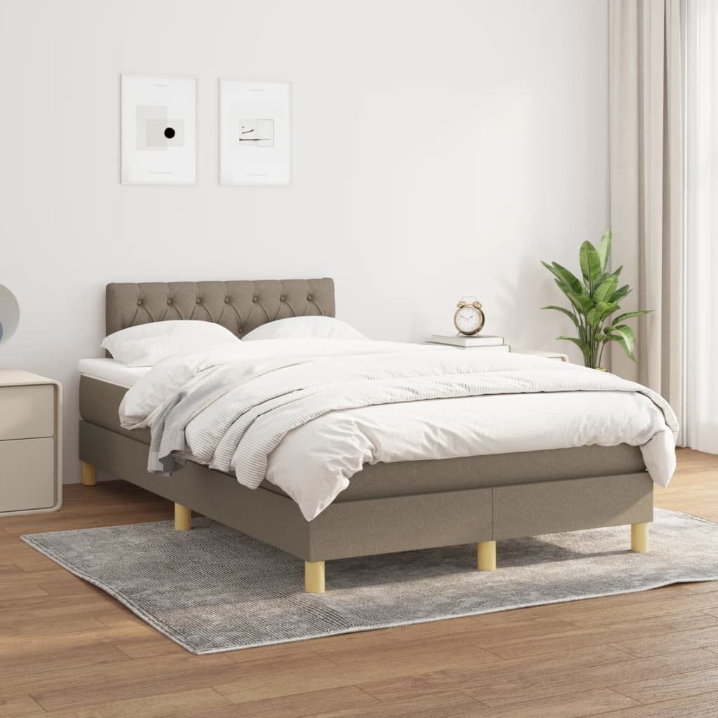 Lumarko Łóżko kontynentalne z materacem, taupe, tkanina, 120x200 cm
