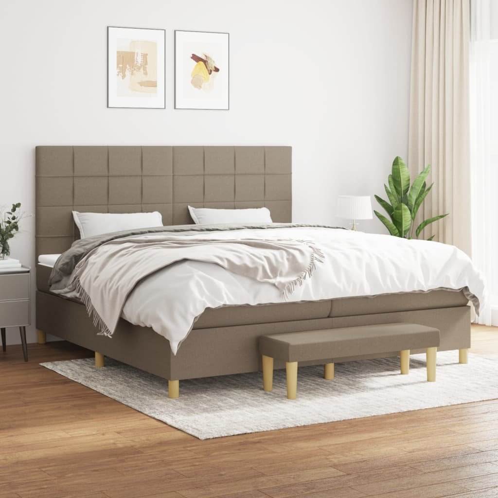 Lumarko Łóżko kontynentalne z materacem, taupe, tkanina, 200x200 cm