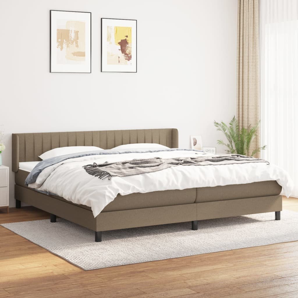 Lumarko Łóżko kontynentalne z materacem, taupe, tkanina, 200x200 cm