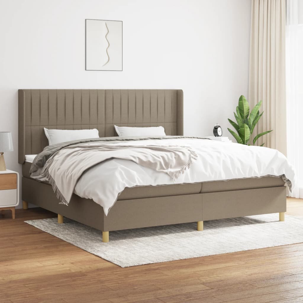 Lumarko Łóżko kontynentalne z materacem, taupe, tkanina, 200x200 cm