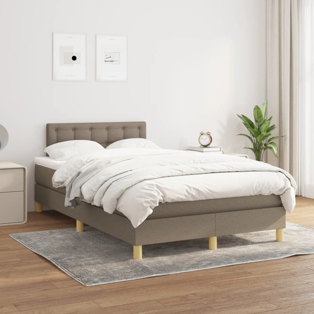 Lumarko Łóżko kontynentalne z materacem, taupe, tkanina, 120x200 cm