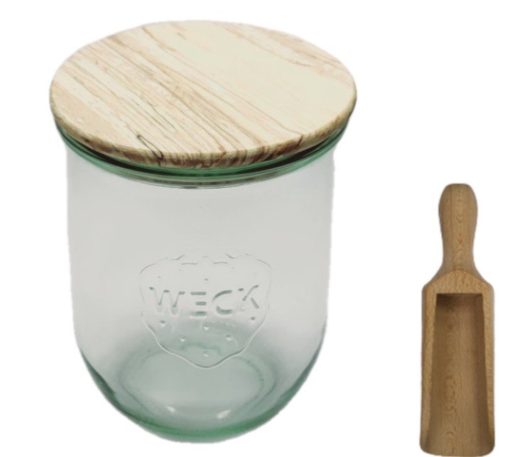 Zestaw Słoików Weck Pojemność 1062 Ml Średnica 100mm 12 Sztuk + Drewniane Wieka, Miarka / Weck
