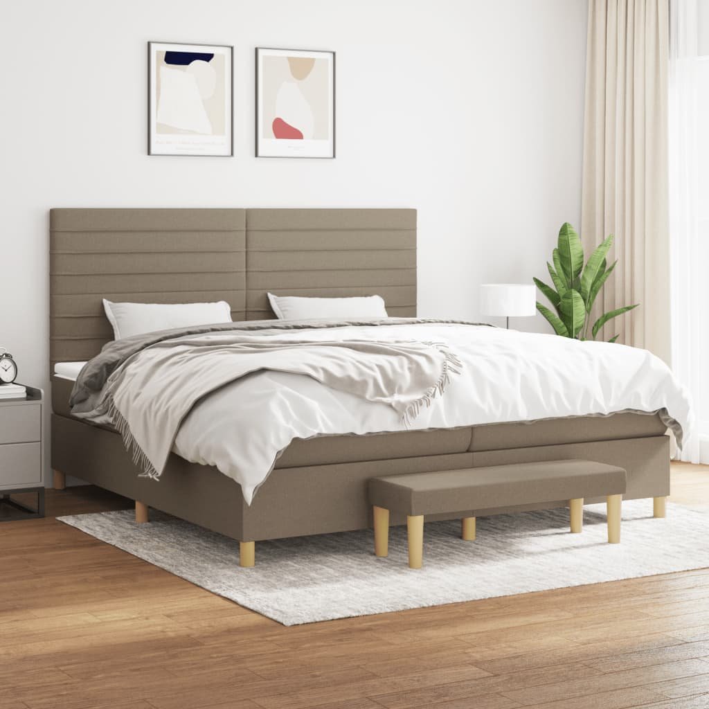 Lumarko Łóżko kontynentalne z materacem, taupe, tkanina, 200x200 cm