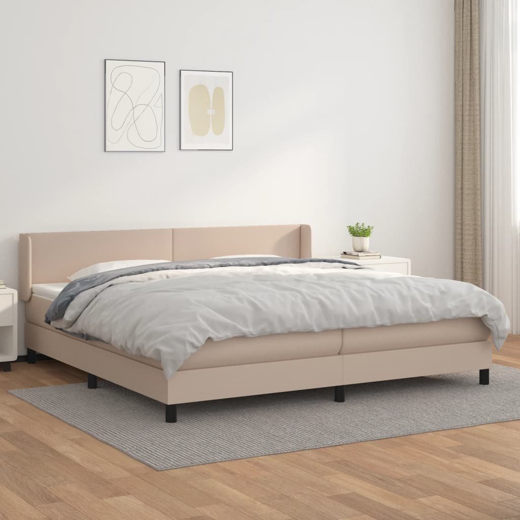 Lumarko Łóżko kontynentalne z materacem, cappuccino ekoskóra 200x200 cm