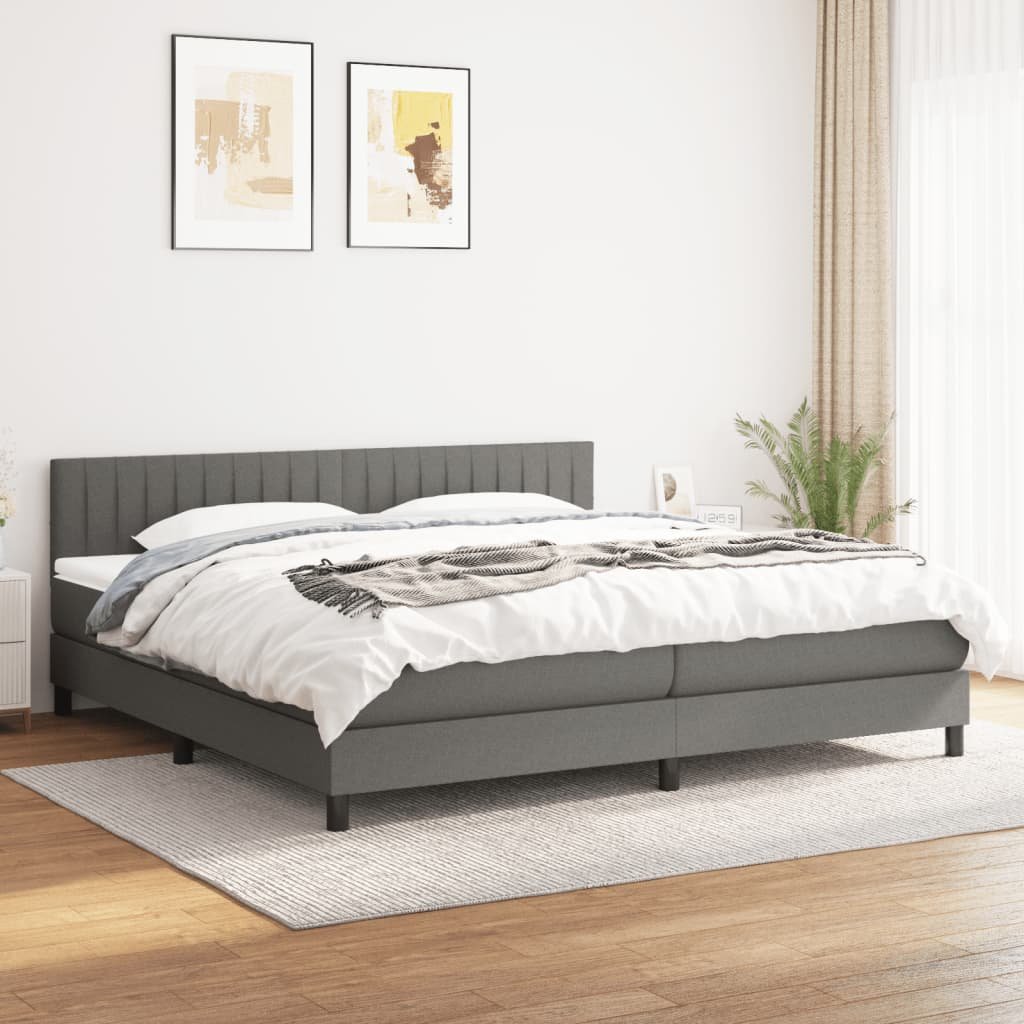 Lumarko Łóżko kontynentalne z materacem, ciemnoszara tkanina 200x200 cm