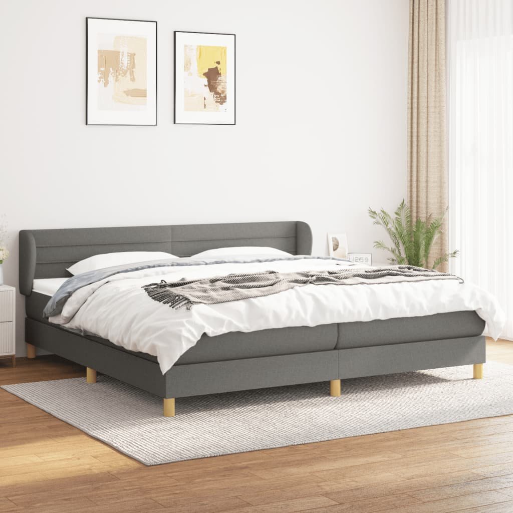 Lumarko Łóżko kontynentalne z materacem, ciemnoszara tkanina 200x200 cm