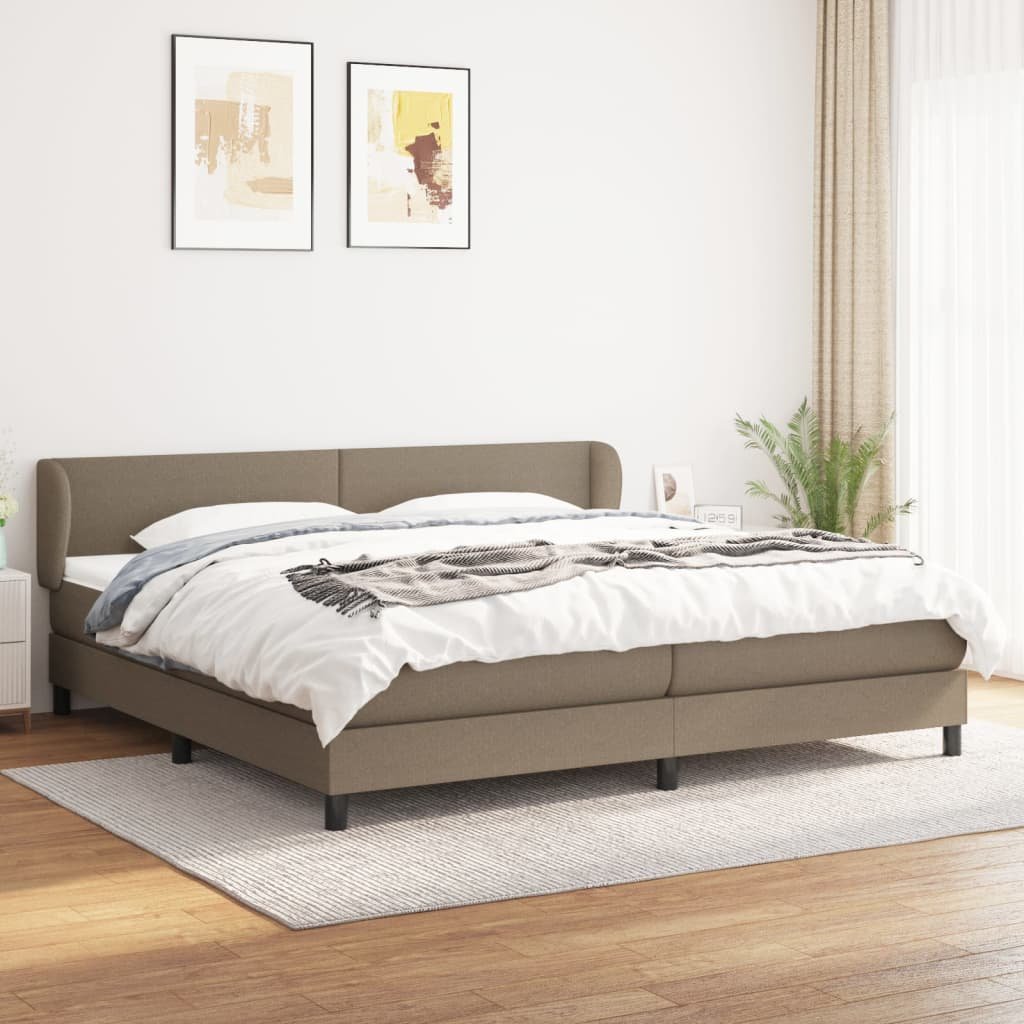 Łóżko kontynentalne z materacem, taupe, tkanina, 200x200 cm Lumarko