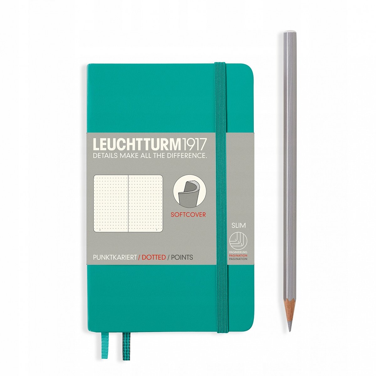 Leuchtturm Leuchtturm 1917 writing notebook 121 stron A6 Czarny ze szmaragdem punktu w kratkę 355298