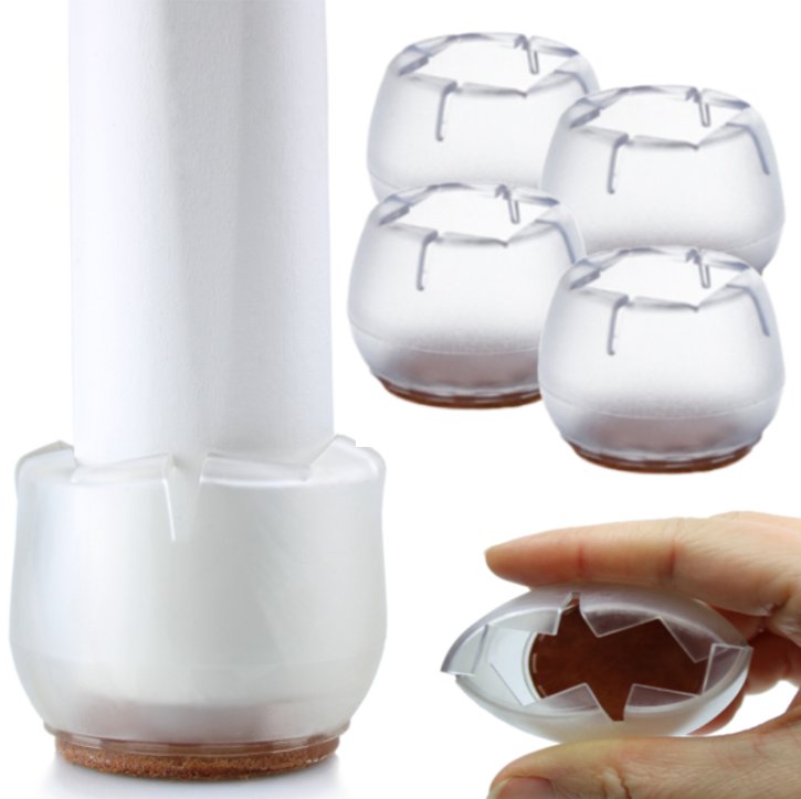 Nakładki Silikonowe Na Nogi Krzesła Z Filcem 4 Szt. Ochronne Nasadki 22-26 mm