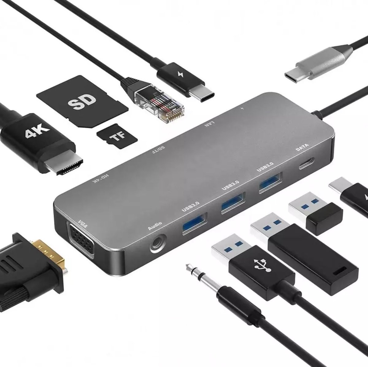 Hub Usb-C Hdmi 4K Vga Pd 100W Lan Gigabit Jack