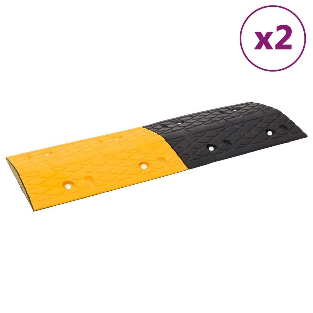 vidaXL Progi zwalniające, 2 szt., żółto-czarne, 97x32,5x4 cm, gumowe