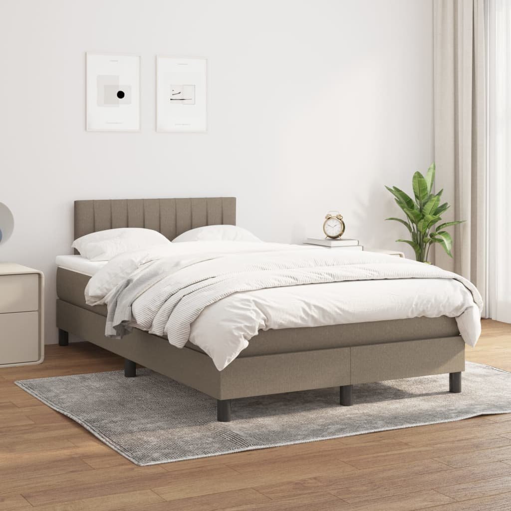 Lumarko Łóżko kontynentalne z materacem, taupe, tkanina, 120x200 cm