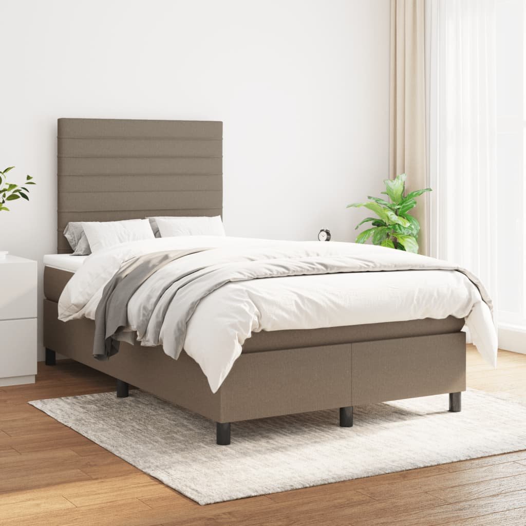 Lumarko Łóżko kontynentalne z materacem, taupe, tkanina, 120x200 cm