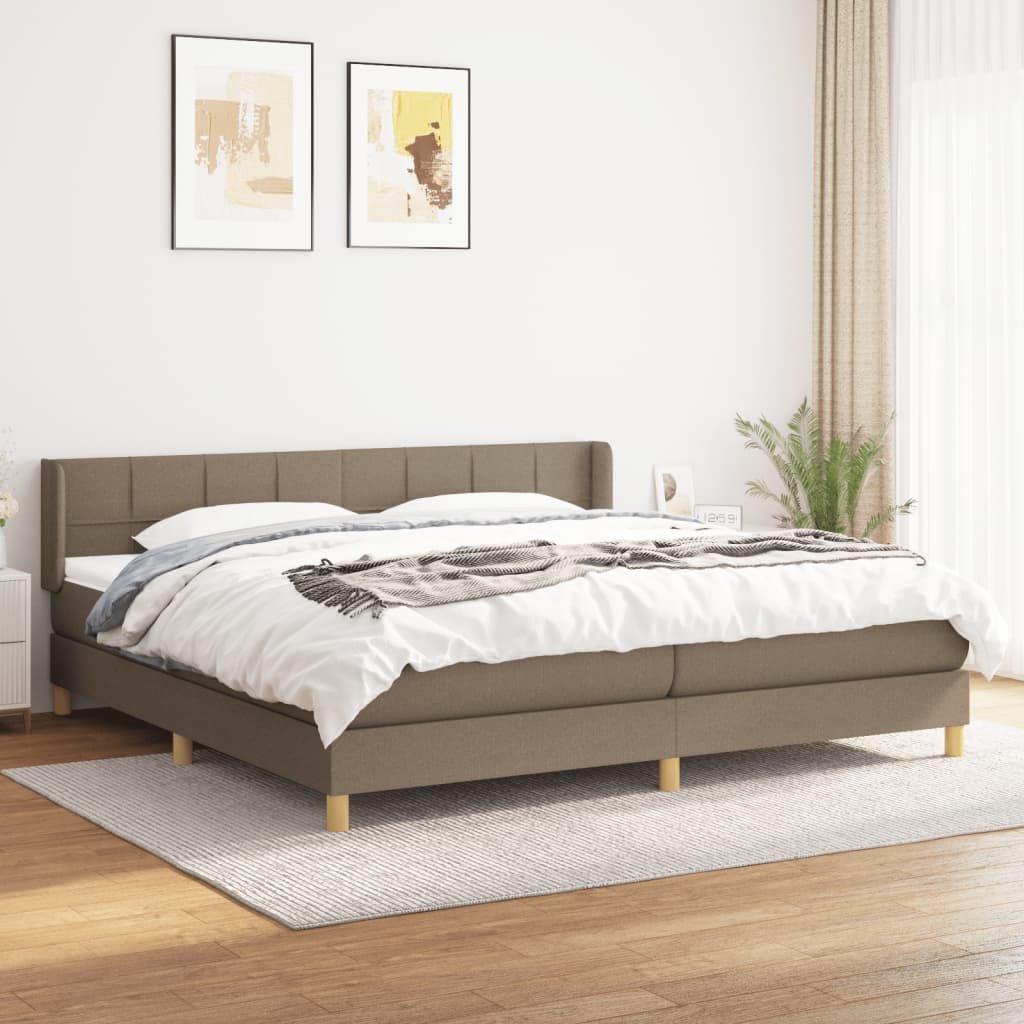 Lumarko Łóżko kontynentalne z materacem, taupe, tkanina, 200x200 cm