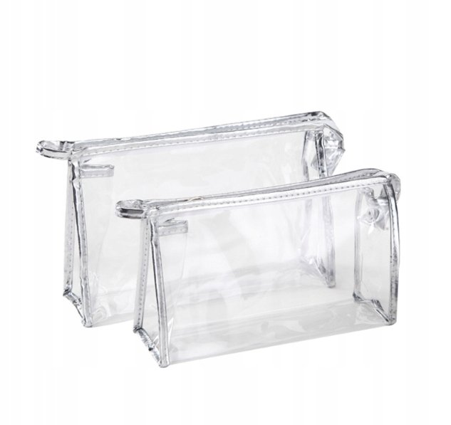 EM_MA, Kosmetyczka transparentna, Srebrna, 2 szt.