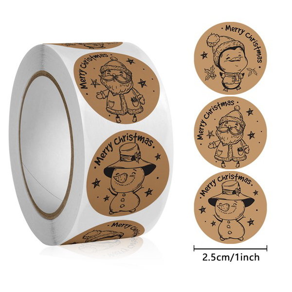 Naklejki Ozdobne Okrągłe Merry Christmas 500 Szt.