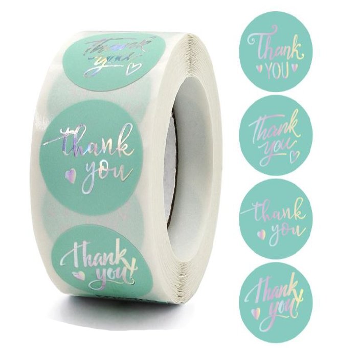 Naklejki Ozdobne Okrągłe 3,8 cm Thank You 500 Szt.