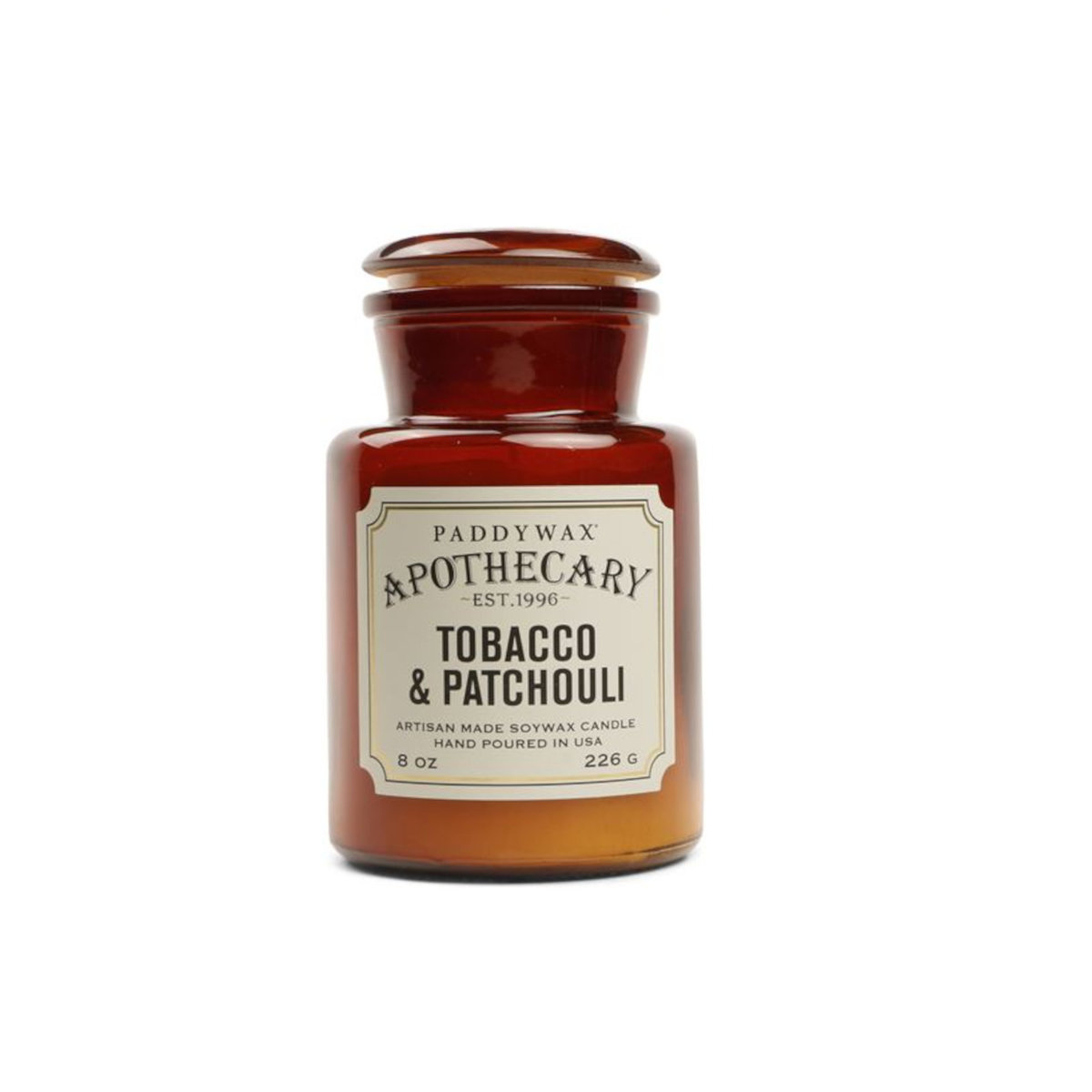 Świeca W Szklanym Słoju 'Apothecary' Tytoń + Paczula 226G | Paddywax