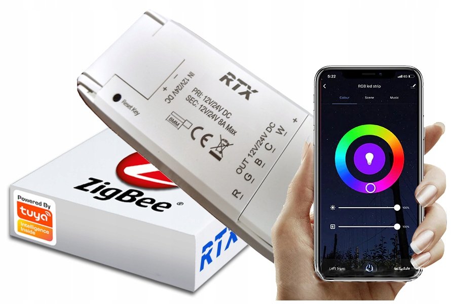 Sterownik Kontroler Led 8A Rgb Cw Zigbee Tuya
