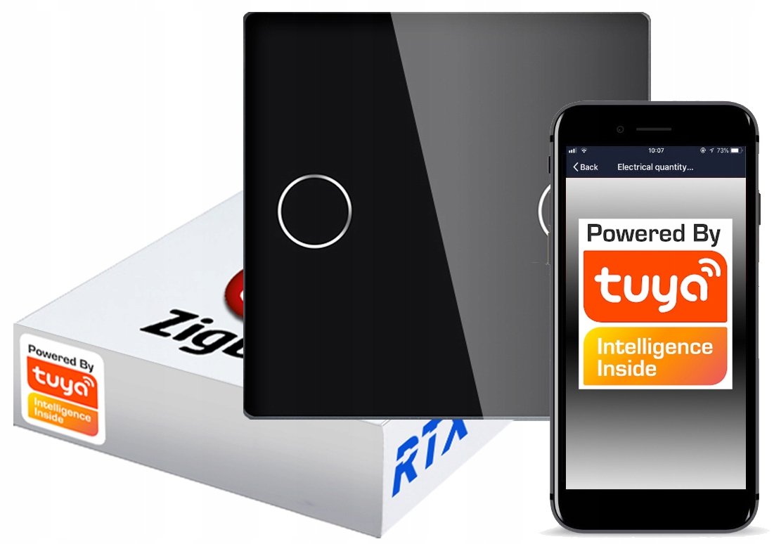 Włącznik Dotykowy Czarny 2Obw. Zigbee Tuya Rtx Sh