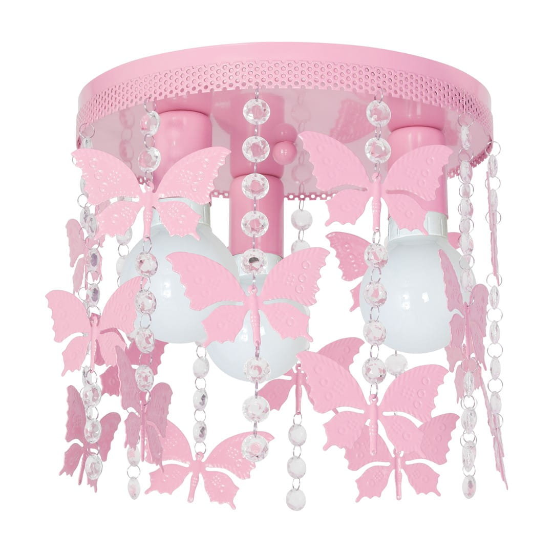 Lampa sufitowa Angelica różowa z motylami