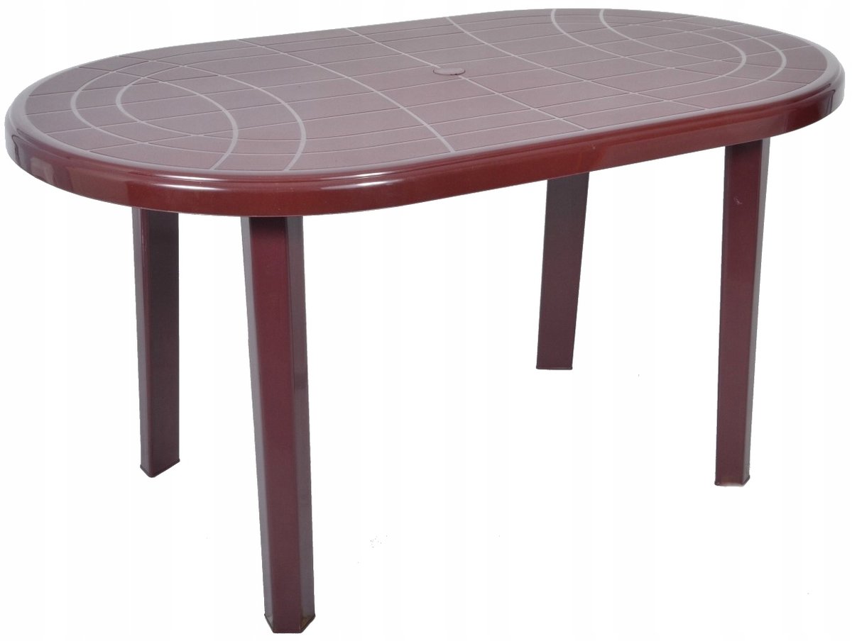 Stół Ogrodowy Plastikowy Jantar Bordowy 135X80 cm