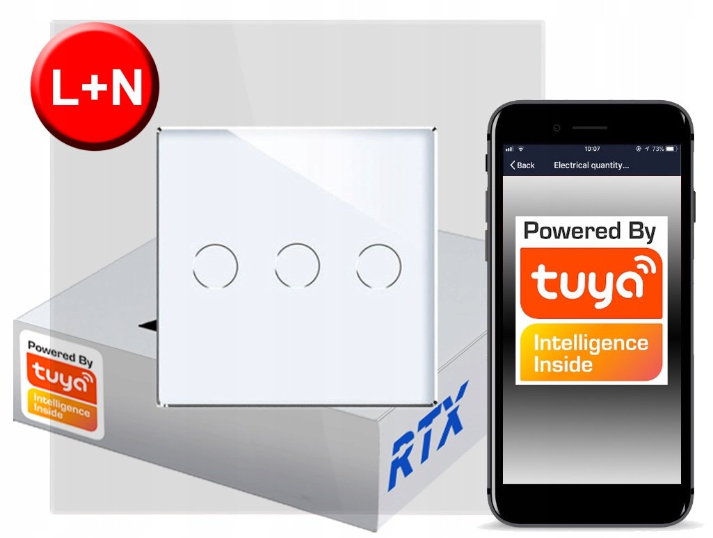 Włącznik Dotykowy 3 Obw. Zigbee Tuya Rtx Sh# L+N