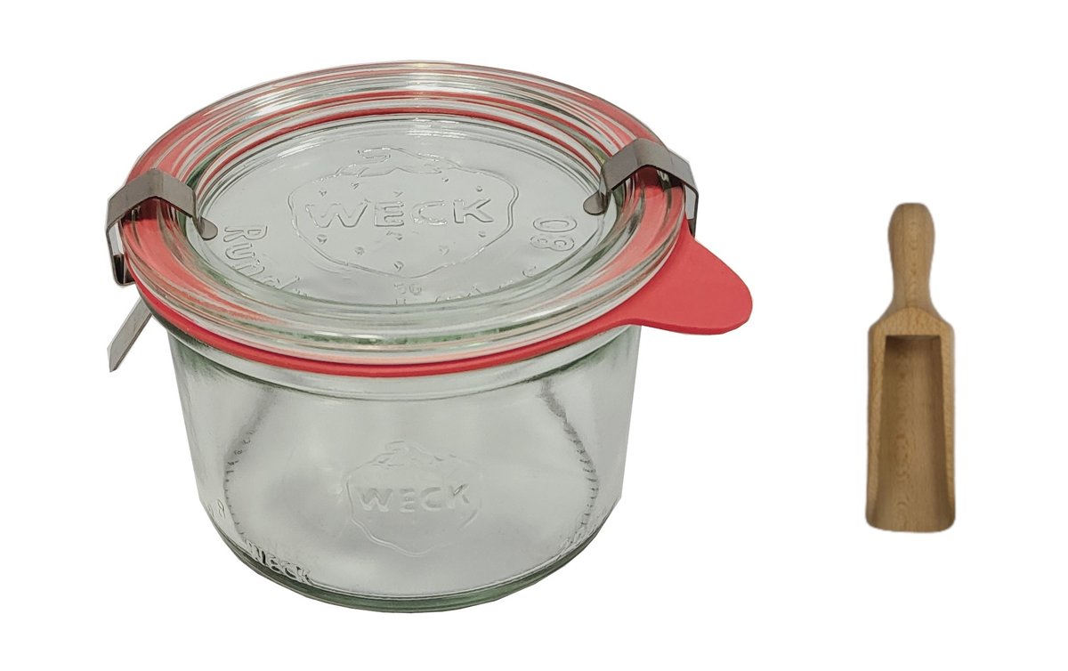 Zestaw Słoików Weck Pojemność 200 Ml Średnica 80mm 6 Sztuk + Szklane Wieka, Zapinki, Gumki, Miarka / Weck