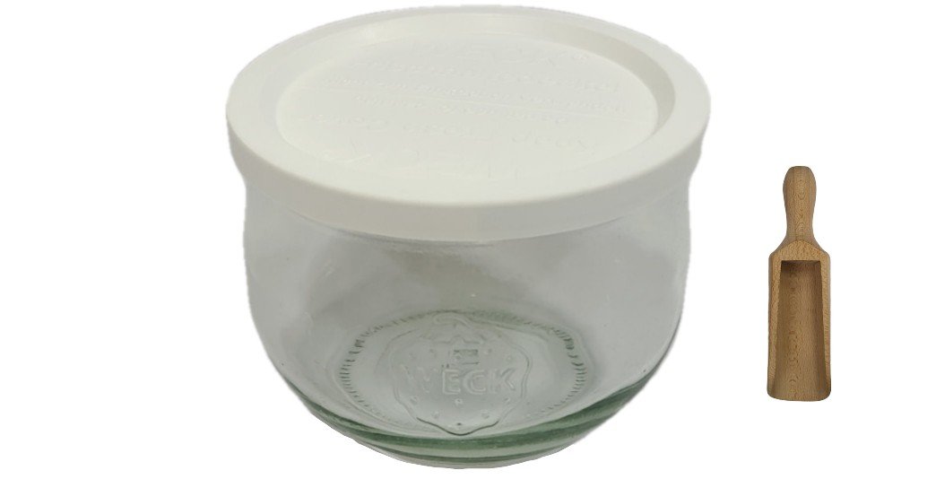 Zestaw Słoików Weck Pojemność 580 Ml Średnica 100mm 6 Sztuk + Plastikowe Wieka, Miarka / Weck