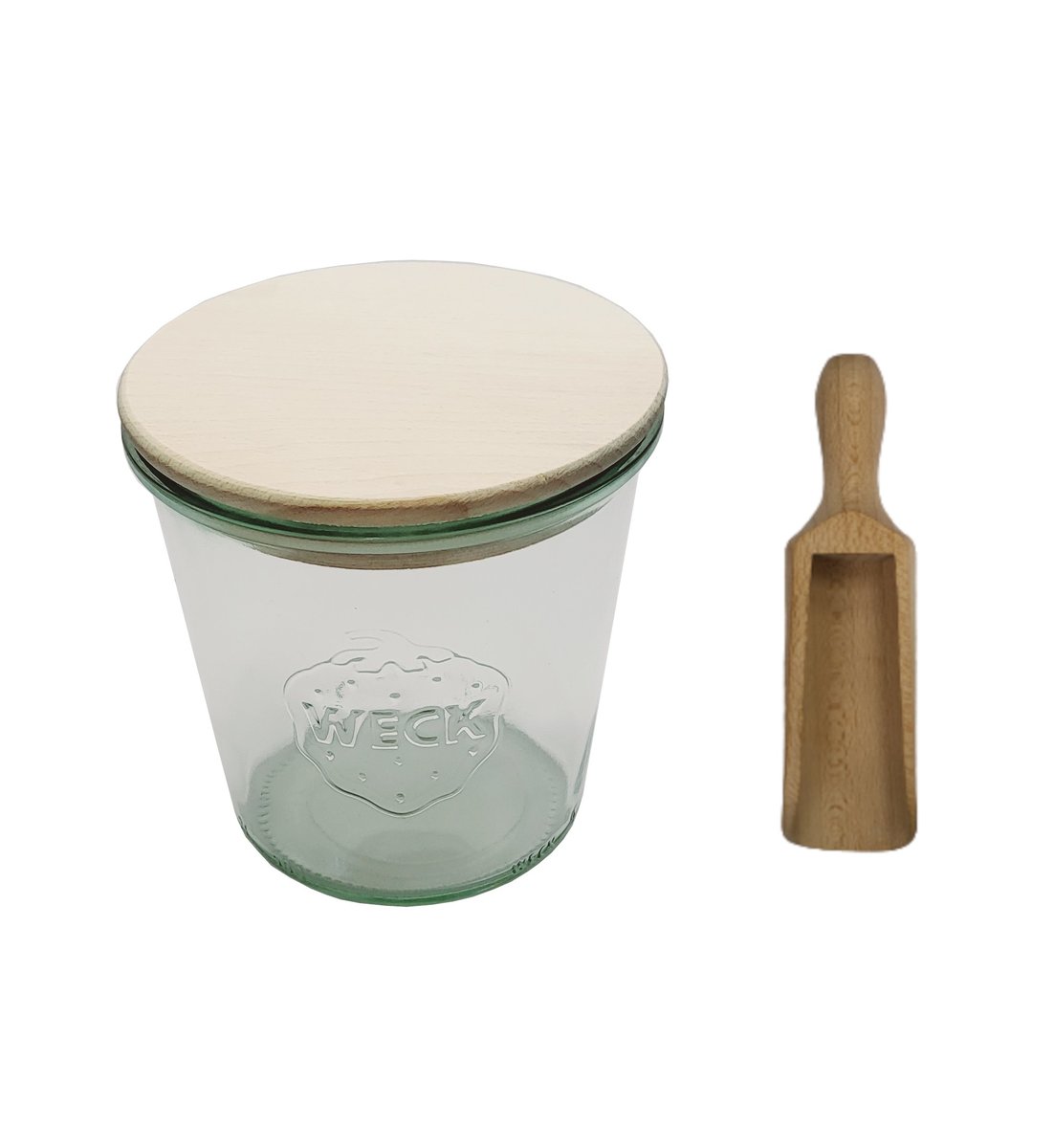 Zestaw Słoików Weck Pojemność 580 Ml Średnica 100mm 12 Sztuk + Drewniane Wieka, Miarka / Weck